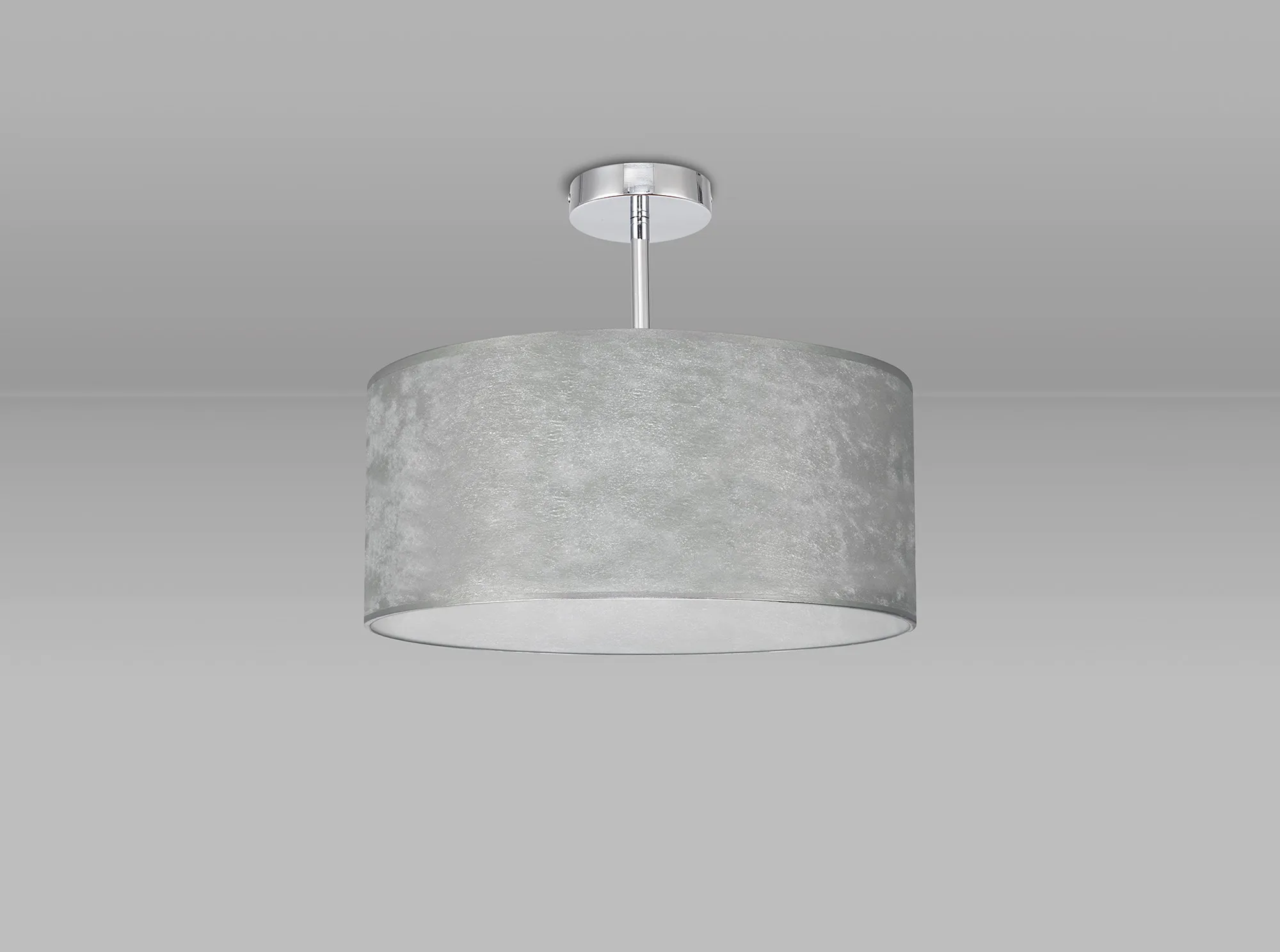 Baymont 40cm Semi Flush 1 Light Polished Chrome, Silver Leaf DK0783  Deco Baymont